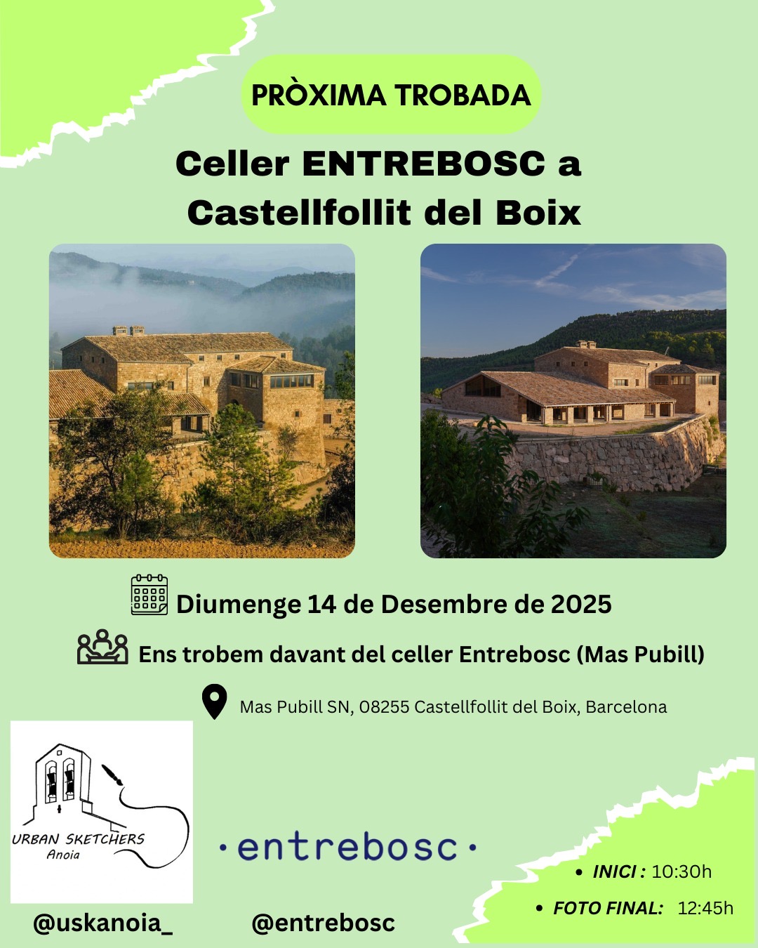 Urban Sketchers Anoia. Celler Entrebosc. Castellfollit del Boix