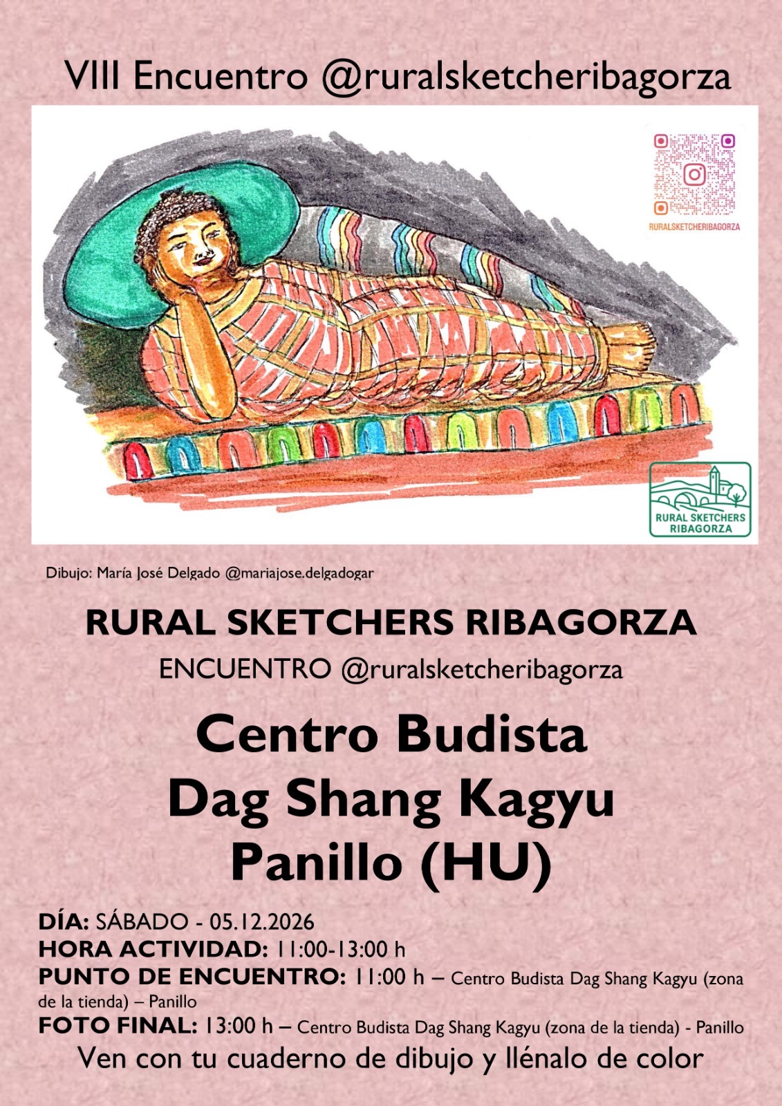 Rural Sketchers Ribagorza. Centro Budista Dag Shang Kagyu.  Panillo